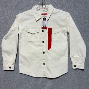 Ecothreads Girls Youth M 10/12 Corduroy Shirt Shacket White Long Sleeve Button